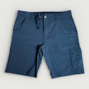 Prana Zion Cargo Shorts Mens 34x10 Gray Belted Hiking Nylon Stretch Standard Fit